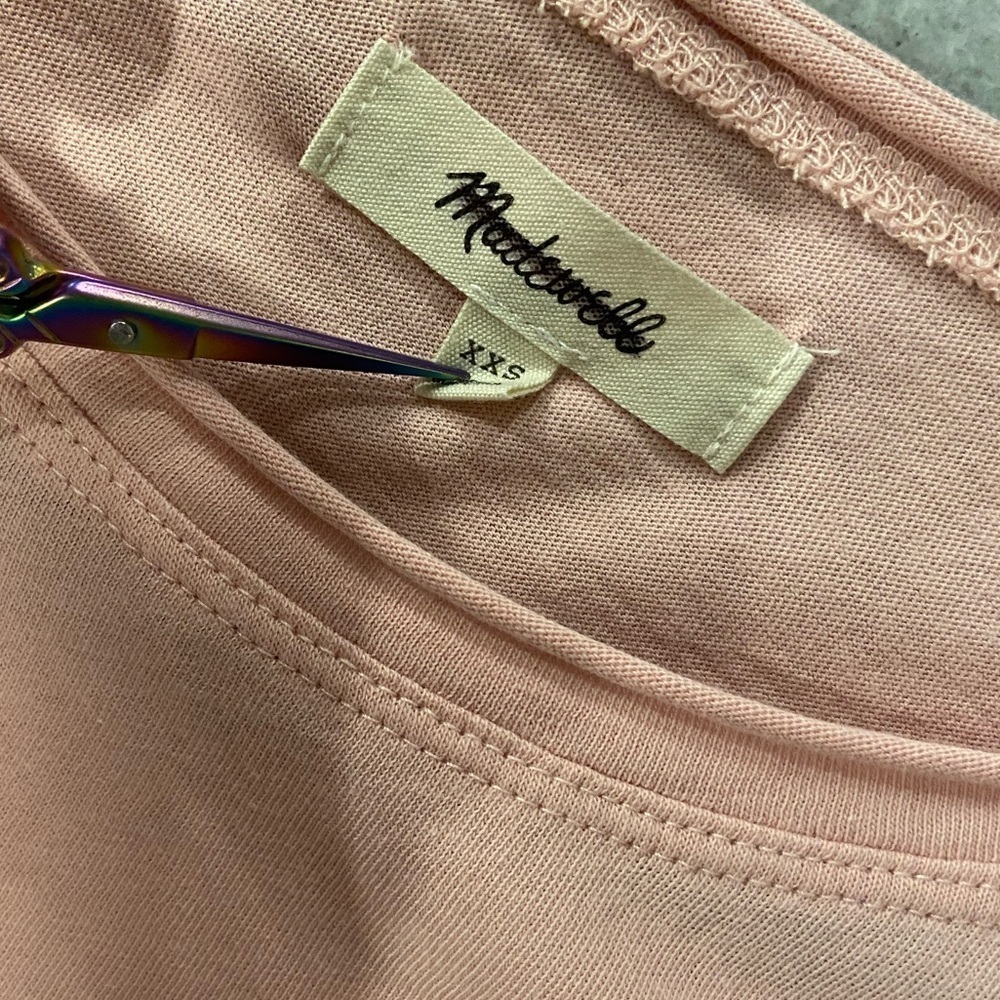 NWOT Madewell Size XXS Pale Pink Short Sleeve Crew Split Hem Pocket Tee Shirt - Picture 11 of 11